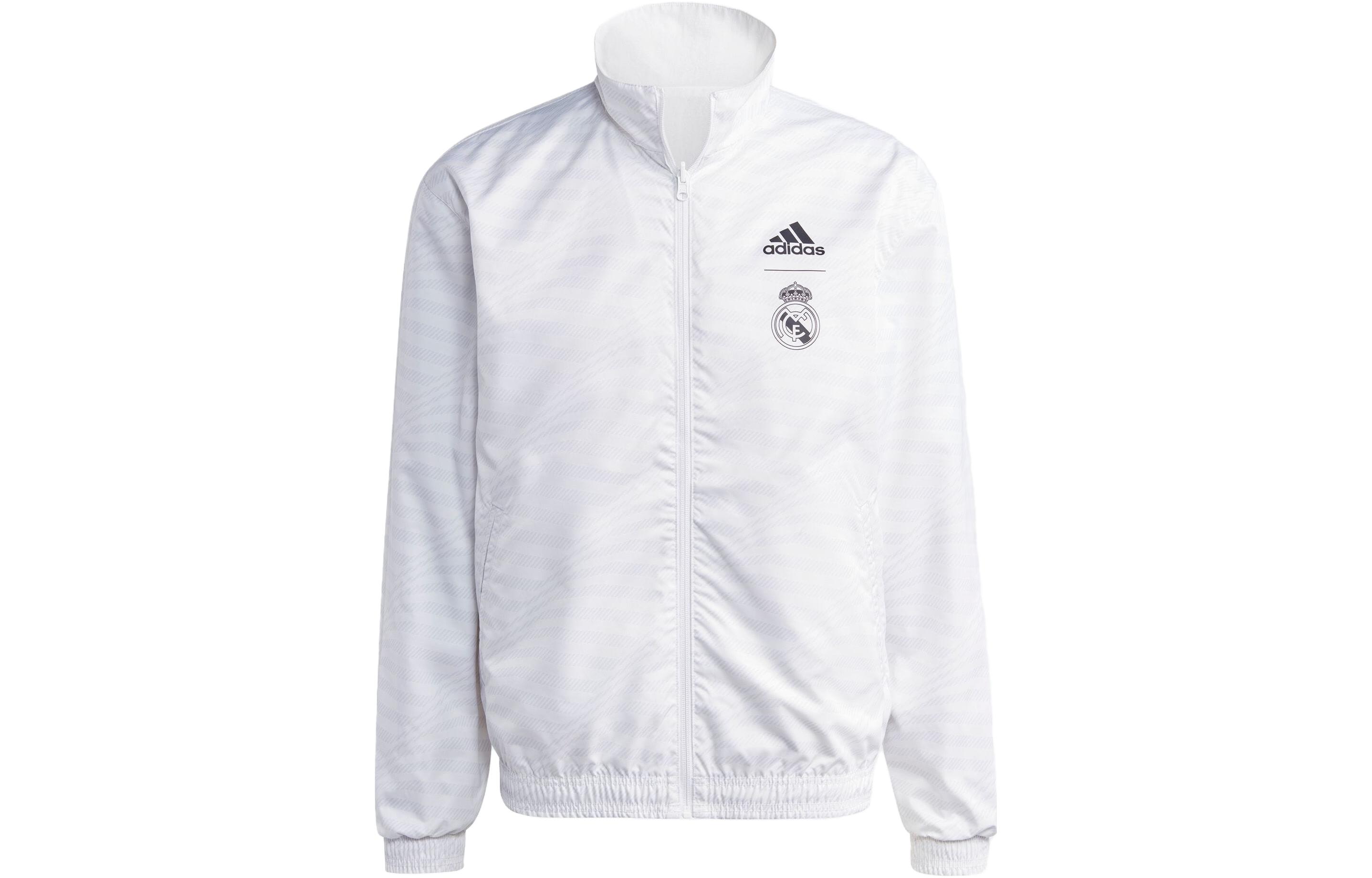 adidas Men’s White Reversible Jacket with Letter Logo Embroidery HT6458
