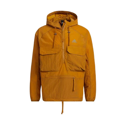 adidas Mens Half-Zip Pullover Hoodie Jacket Solid Logo Yellow IA9402