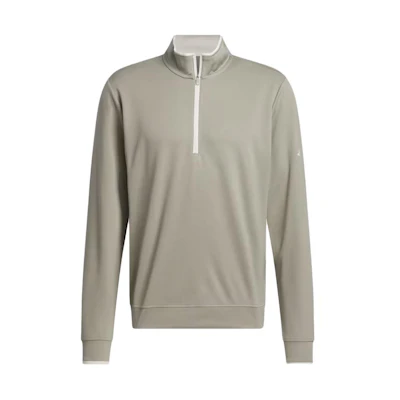 adidas Mens Lightweight Half-Zip Pullover Silver Pebble Long Sleeve Top IU4508
