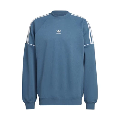 adidas Mens Miracle Green Grey Striped Crewneck Casual Sweatshirt HK7345