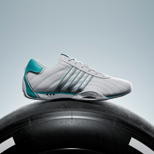Shop adidas Mercedes-AMG F1 Team Adiracer LO 白銀薄荷綠賽車鞋 KJ1187