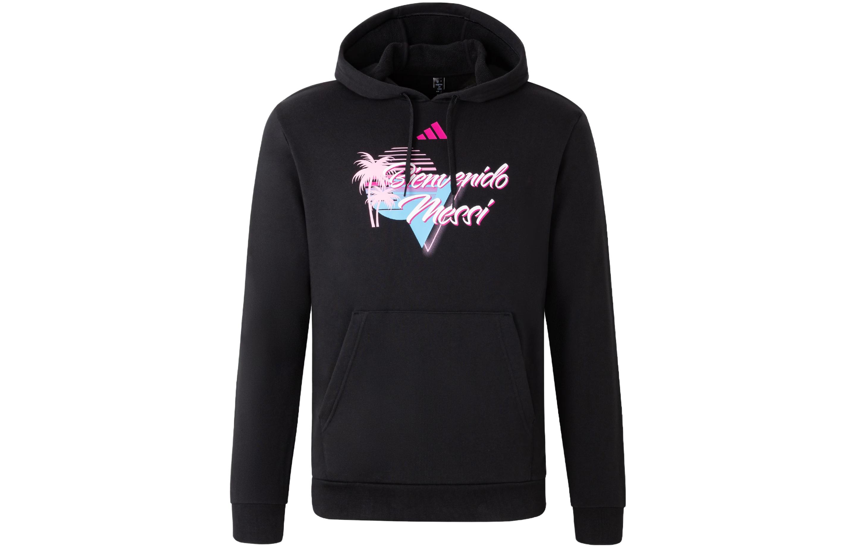 adidas Messi Football Graphic Hoodie Black Sportswear Pullover JD7128