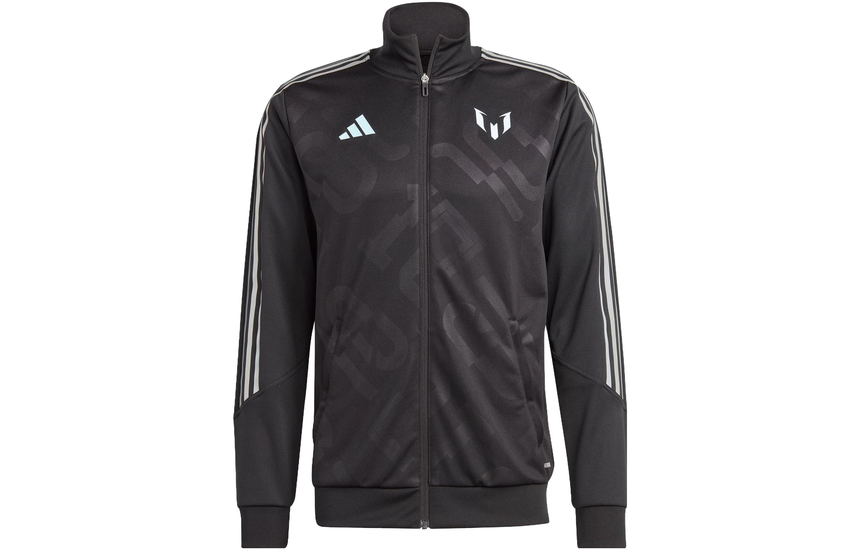 adidas Messi Striped Soccer Jacket Black - Quick-Dry Sportswear IJ4936
