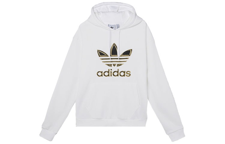 adidas Metallic Trefoil Pullover Hoodie White - Retro Style for Men GT4359
