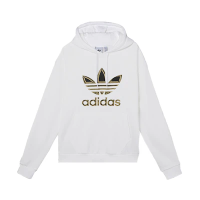 adidas Metallic Trefoil Pullover Hoodie White - Retro Style for Men GT4359