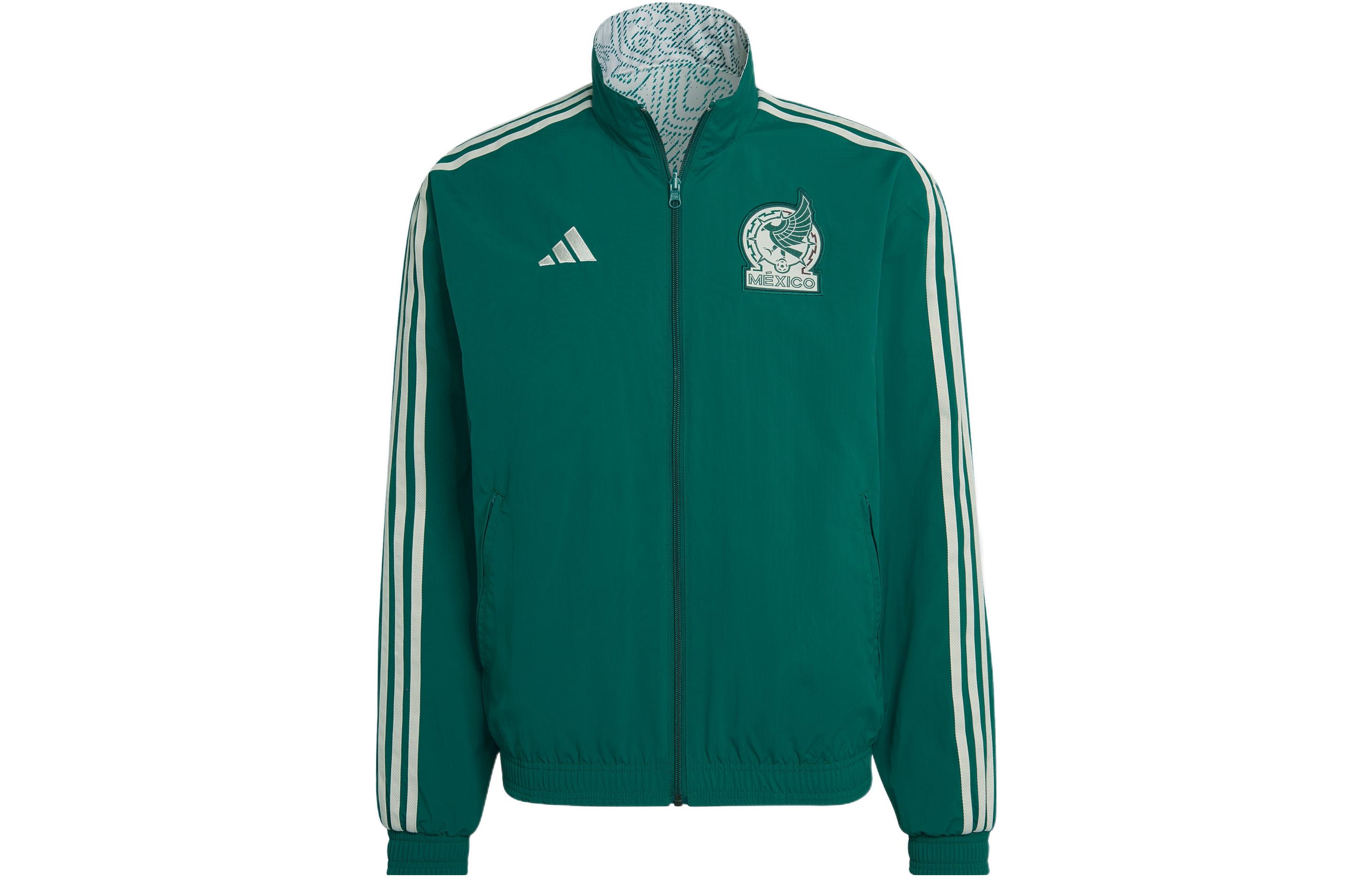 adidas Mexico Anthem Jacket Green Retro Logo Reversible Soccer Zip-Up HF1439