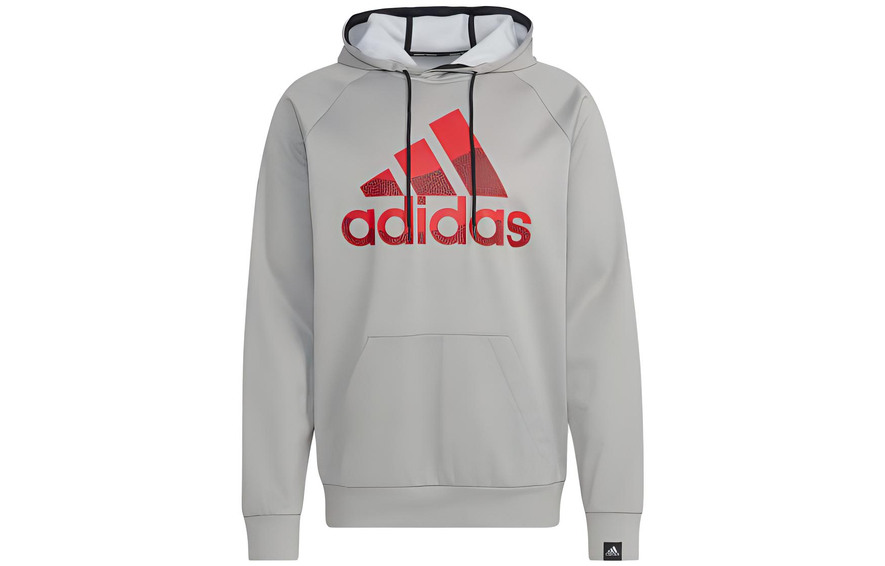 adidas Mgg Big Bos Logo Print Pullover Hoodie Gray HK9838