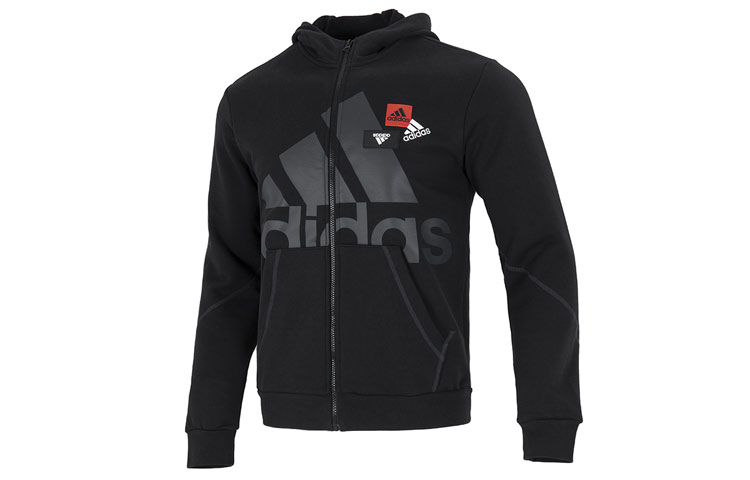 adidas MH BP4 KNJKT Logo Hoodie Jacket Black Casual Sportswear HN8993