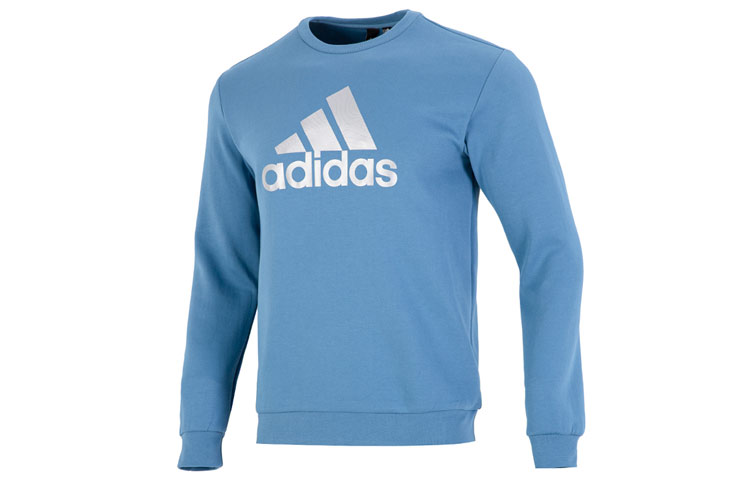 adidas MH Crew SWT Logo Pullover Sweatshirt Sky Blue - Fall Casual Style HM2963