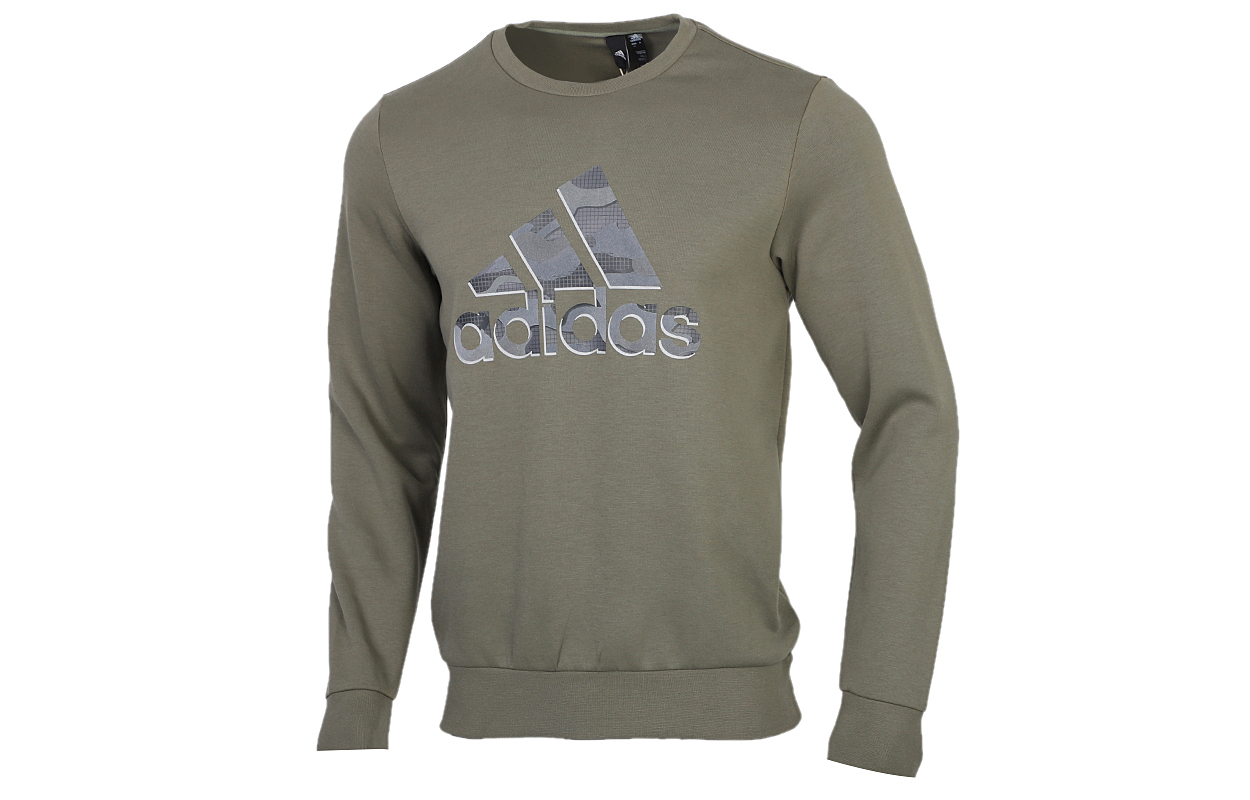 adidas MH GFX SWT BOS Retro Knit Pullover Sweatshirt Military Green Mens GH4413