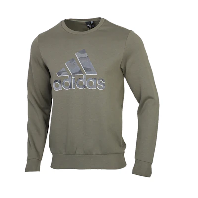 adidas MH GFX SWT BOS Retro Knit Pullover Sweatshirt Military Green Mens GH4413