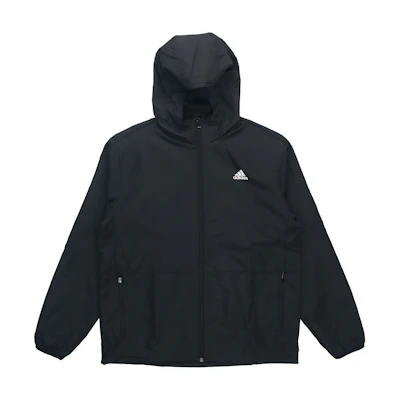 adidas MH Lite Black Woven Logo Hooded Jacket Casual Sportswear HM2976