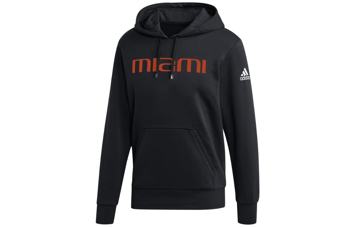 adidas Miami Hoodie Black Vintage Letter Print Pullover Sweatshirt HY2311