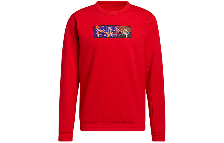 adidas Mic Gfx Crew Basketball Fleece Pullover Sweatshirt Light Crimson GQ2834