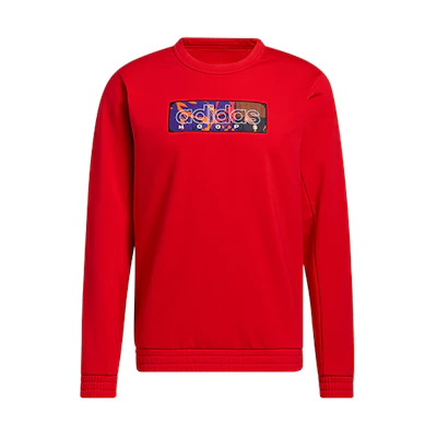 adidas Mic Gfx Crew Basketball Fleece Pullover Sweatshirt Light Crimson GQ2834
