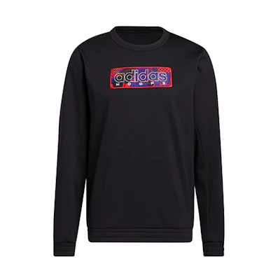 adidas Mic Gfx Crew Black Vintage Basketball Pullover Sweatshirt GQ2833