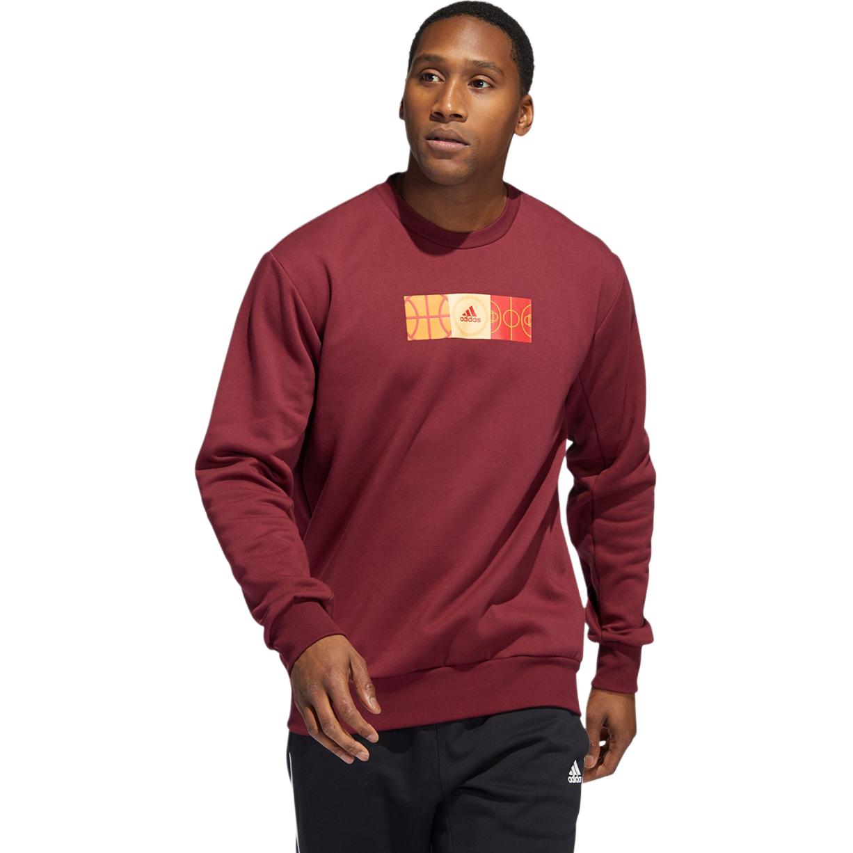 adidas Mic Gfx Crew Lunar New Year Tiger Print Red Fleece Basketball Sweatshirt HP1024