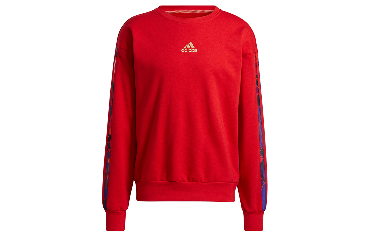 adidas Mic Gfx Crew Striped Basketball Sweatshirt Men’s Light Scarlet GU9537
