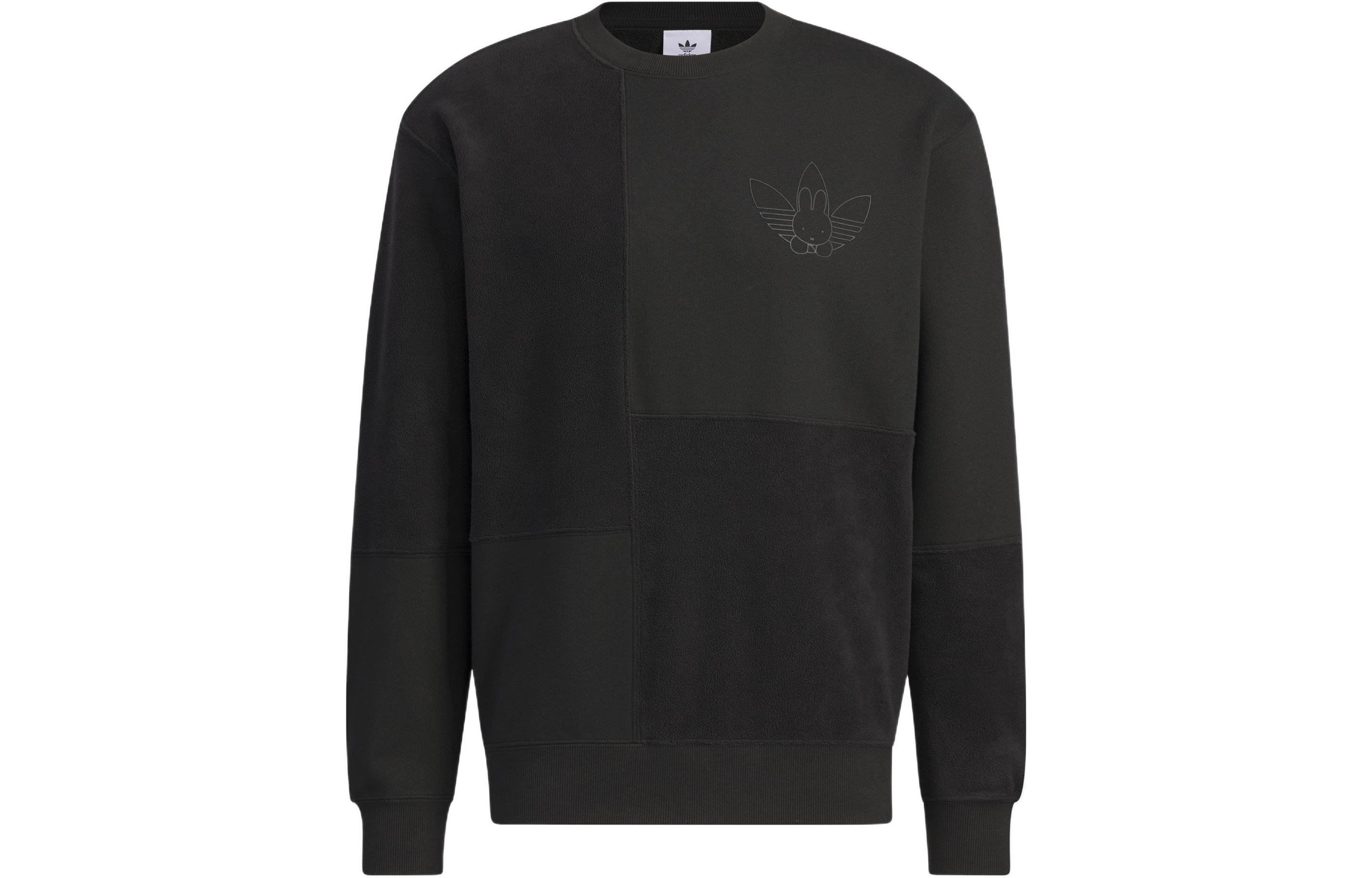 adidas MIFFY Crew Logo Print Black Sweatshirt Collab Casual Sportswear HY7294