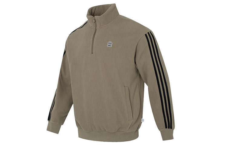 adidas Military Green Half-Zip Logo Pullover Sweatshirt HN8734