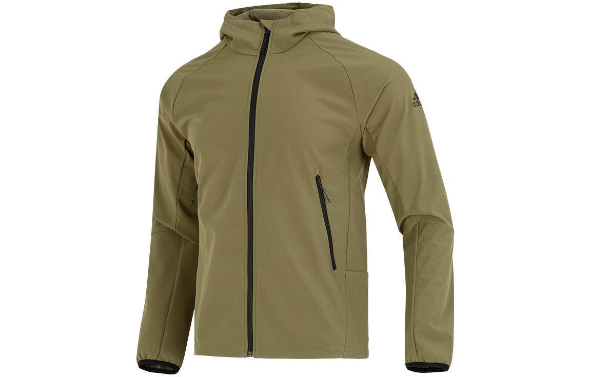 adidas Military Green Logo Print Full-Zip Hoodie Jacket HN2057