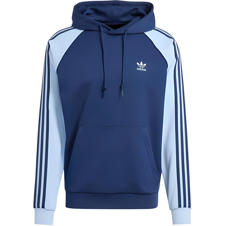 adidas Minimalist Logo Embroidered Colorblock Hoodie Navy Blue IY4863