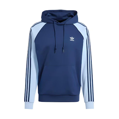 adidas Minimalist Logo Embroidered Colorblock Hoodie Navy Blue IY4863