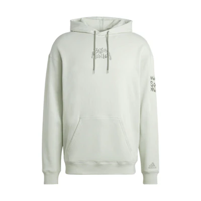 adidas Mint Green Hoodie with Letter Pattern and Kangaroo Pocket HT8830