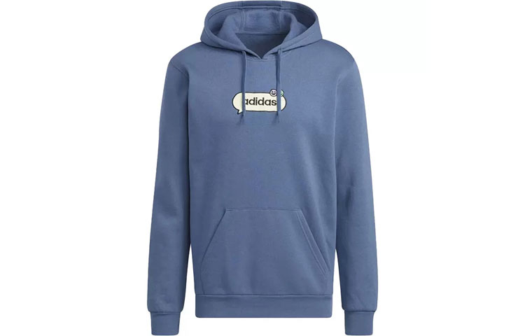 adidas Miracle Blue-Grey Casual Logo Print Pullover Hoodie HK6755