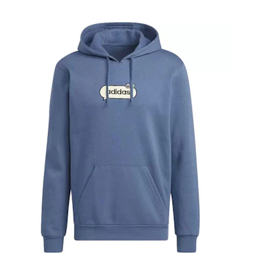 adidas Miracle Blue-Grey Casual Logo Print Pullover Hoodie HK6755