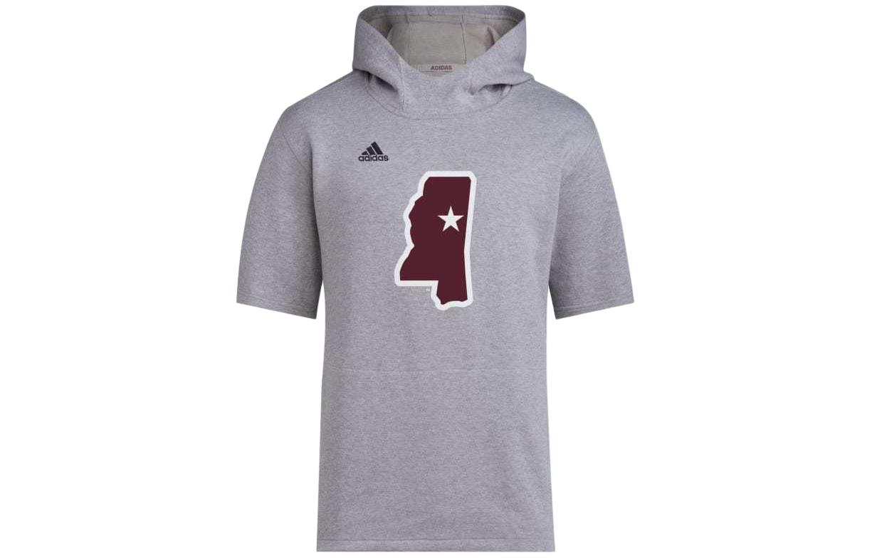 adidas Mississippi State Baseball Short Sleeve Hoodie Gray for Men IM8661
