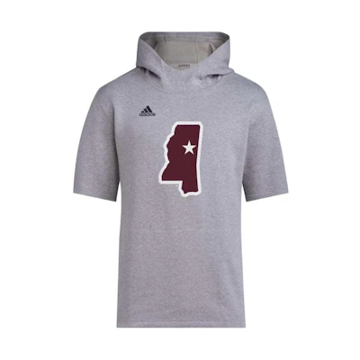 adidas Mississippi State Baseball Short Sleeve Hoodie Gray for Men IM8661