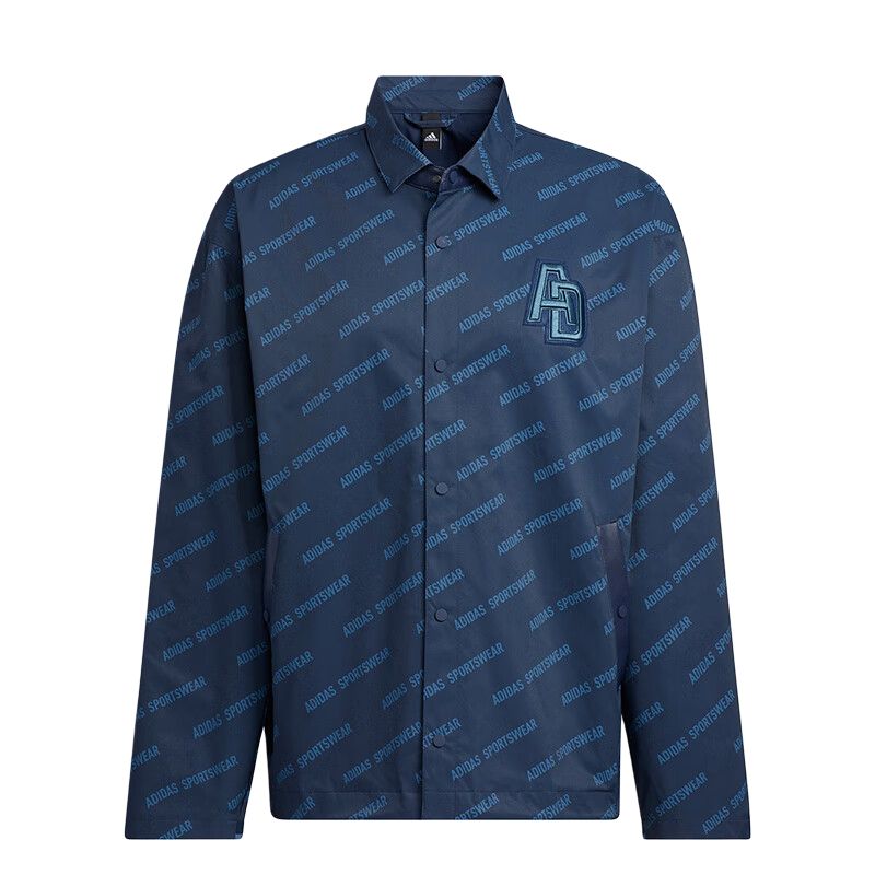 adidas Monogram Casual Long-Sleeve Button-Up Jacket Blue () IB2749