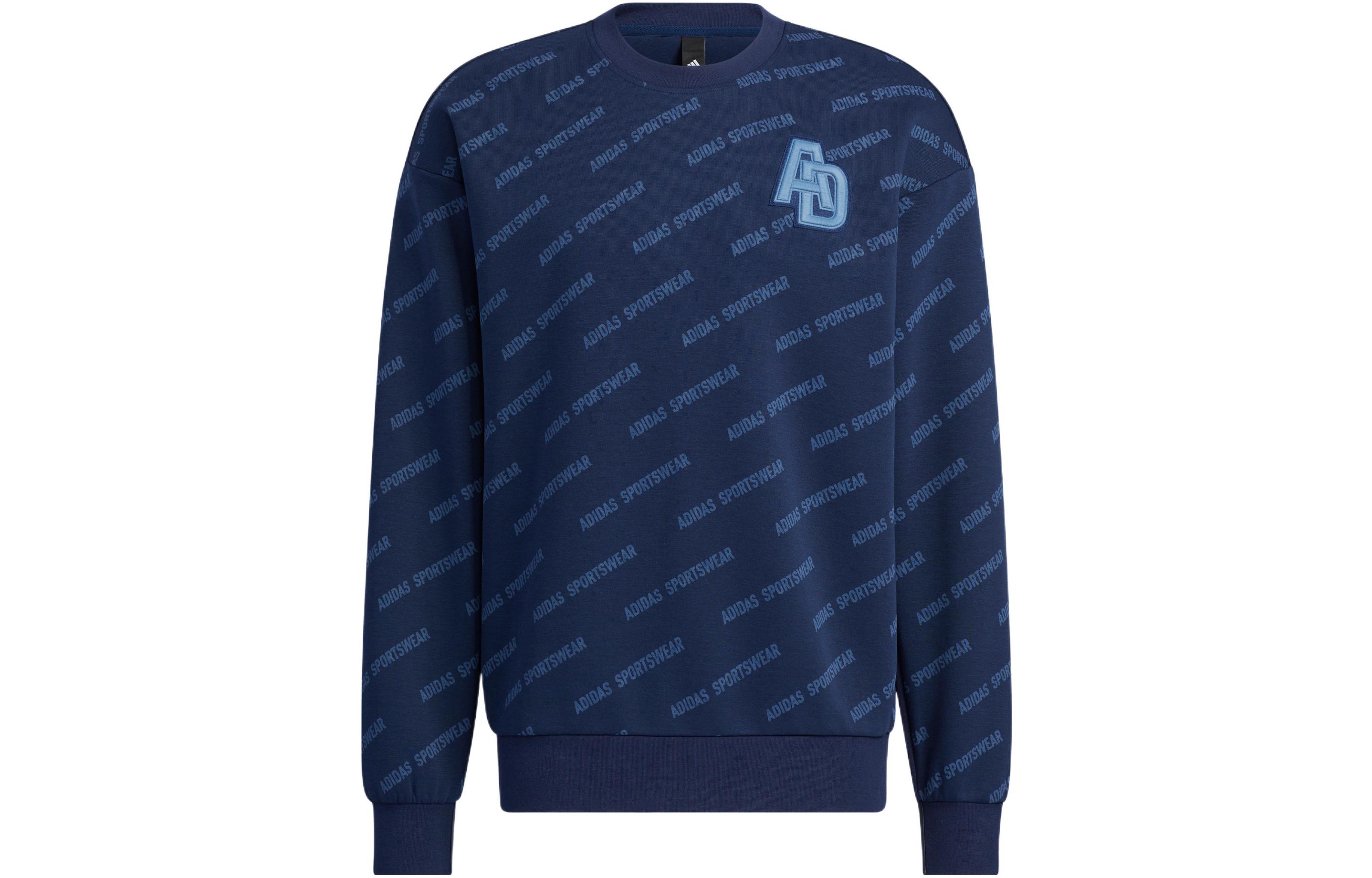 adidas Monogram Crewneck Sweatshirt Blue Long Sleeve Pullover IB2747