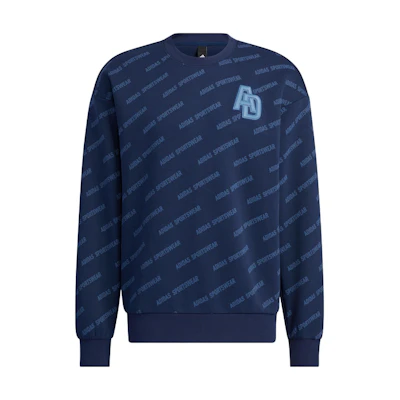 adidas Monogram Crewneck Sweatshirt Blue Long Sleeve Pullover IB2747
