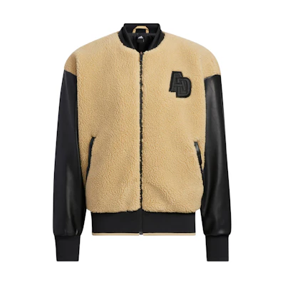 adidas Monogram Embroidered Logo Varsity Retro Jacket Khaki - Style IB2722