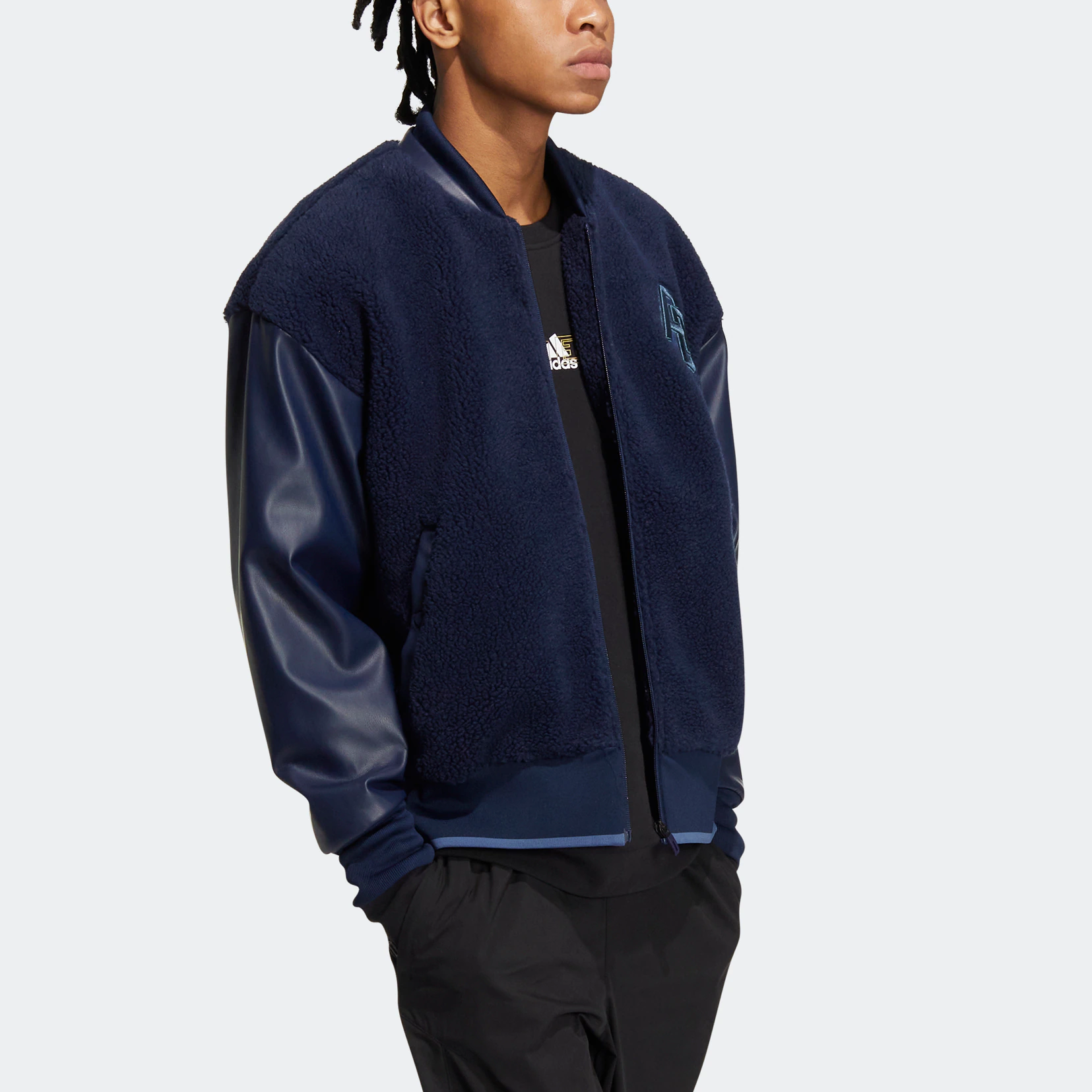 adidas MONOGRAM Logo Zip Vintage Navy Blue Jacket Long Sleeve Retro Style IB2726 圖 5