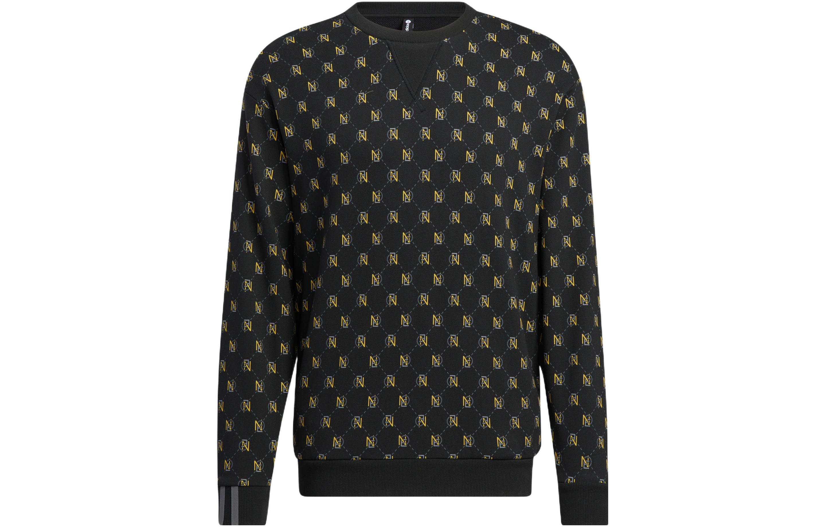adidas Monogram Pattern Crewneck Sweatshirt Men’s Black HM1992