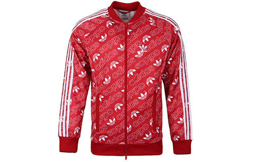 adidas Monogram TT Red Track Jacket with Stand-Up Collar EB4088