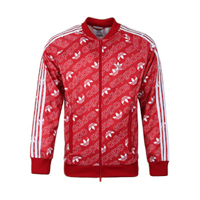 adidas Monogram TT Red Track Jacket with Stand-Up Collar EB4088