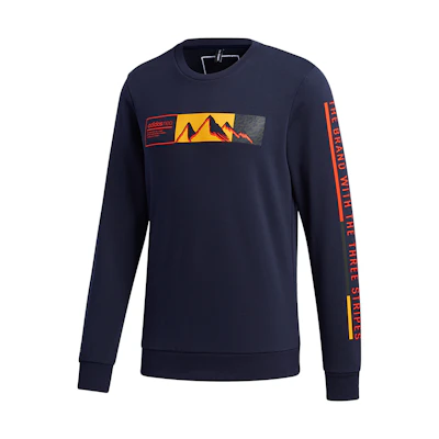 adidas Mountain Graphic Logo Crewneck Sweatshirt Navy Blue () GM2284