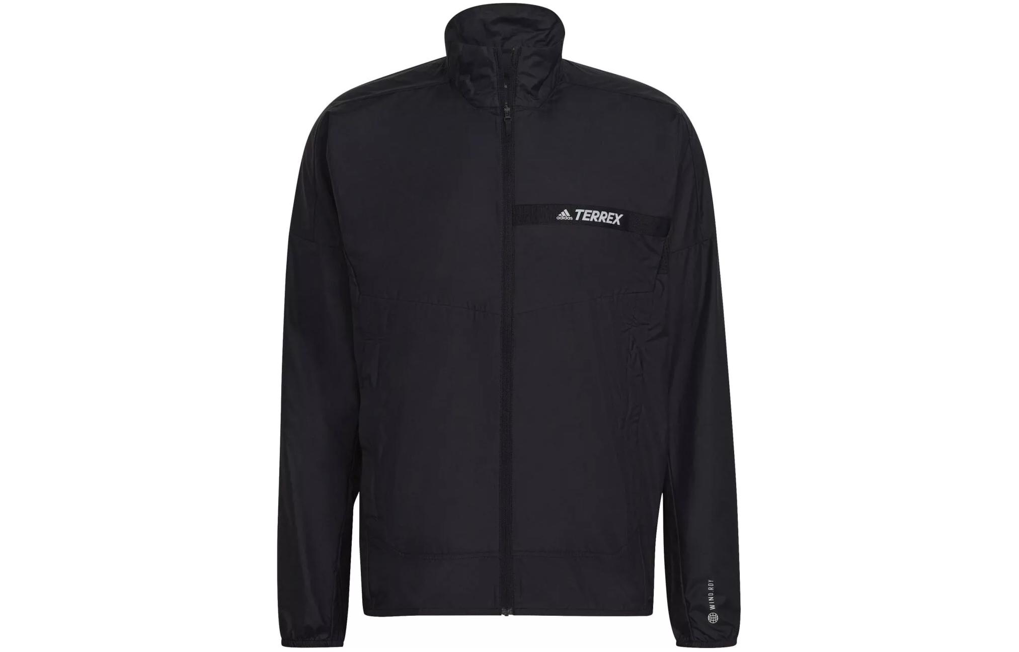 adidas MT Wind Jacket Black Windproof Stand Collar Sports Jacket H53405