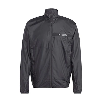 adidas Mt Wind Jacket Black with Solid Logo and Zip-Up Stand Collar HM4031