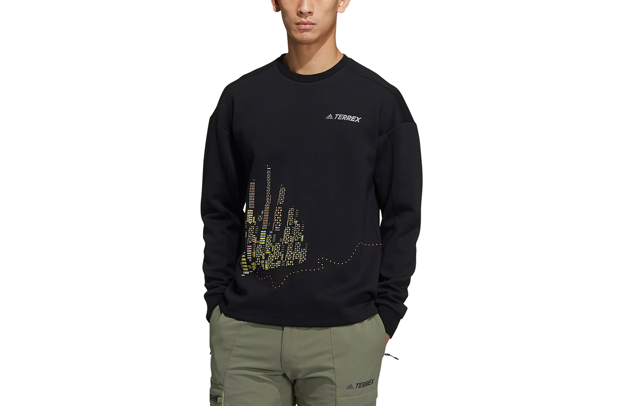 adidas Mtnlt Gfx Crewneck Sweatshirt Black Casual Sports Pullover GN7573