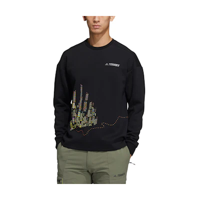 adidas Mtnlt Gfx Crewneck Sweatshirt Black Casual Sports Pullover GN7573