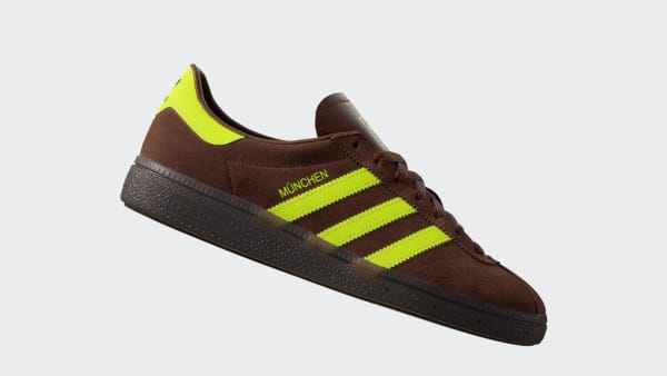 Order (W) 아디다스 뮌헨 신발 - 스타일리시 편안한 중고 브라운/솔라옐로우/검 색상 JS3996