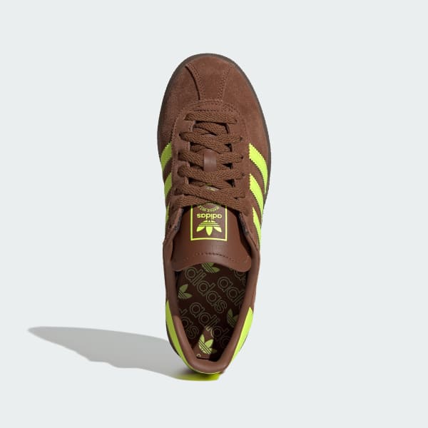 Lookbook (W) 아디다스 뮌헨 신발 - 스타일리시 편안한 중고 브라운/솔라옐로우/검 색상 JS3996