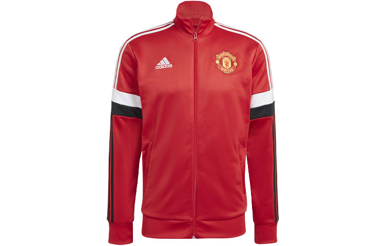 adidas MUFC 3-Stripes Track Top Jacket - Bold Red Soccer Style GR3887