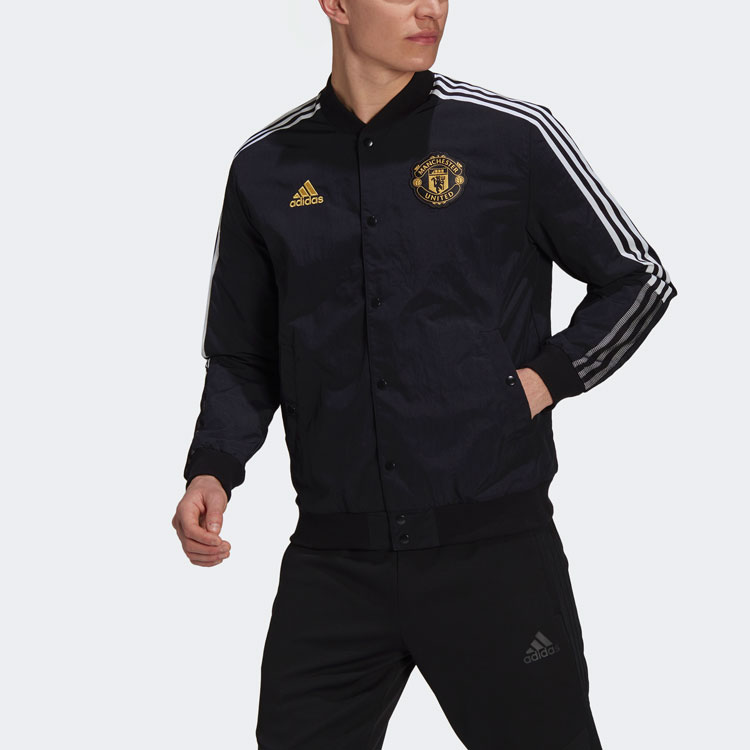 Shop adidas MUFC CNY Bomber Jacket Hitam Edisi Tahun Baru Cina Gaya Bola Sepak GU6960