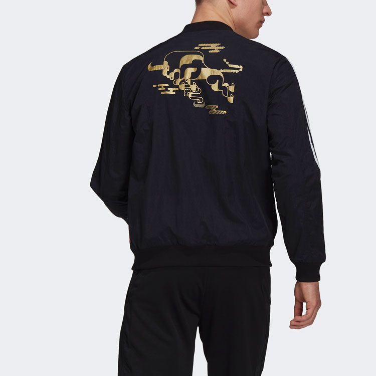 Purchase adidas MUFC CNY Bomber Jacket Hitam Edisi Tahun Baru Cina Gaya Bola Sepak GU6960